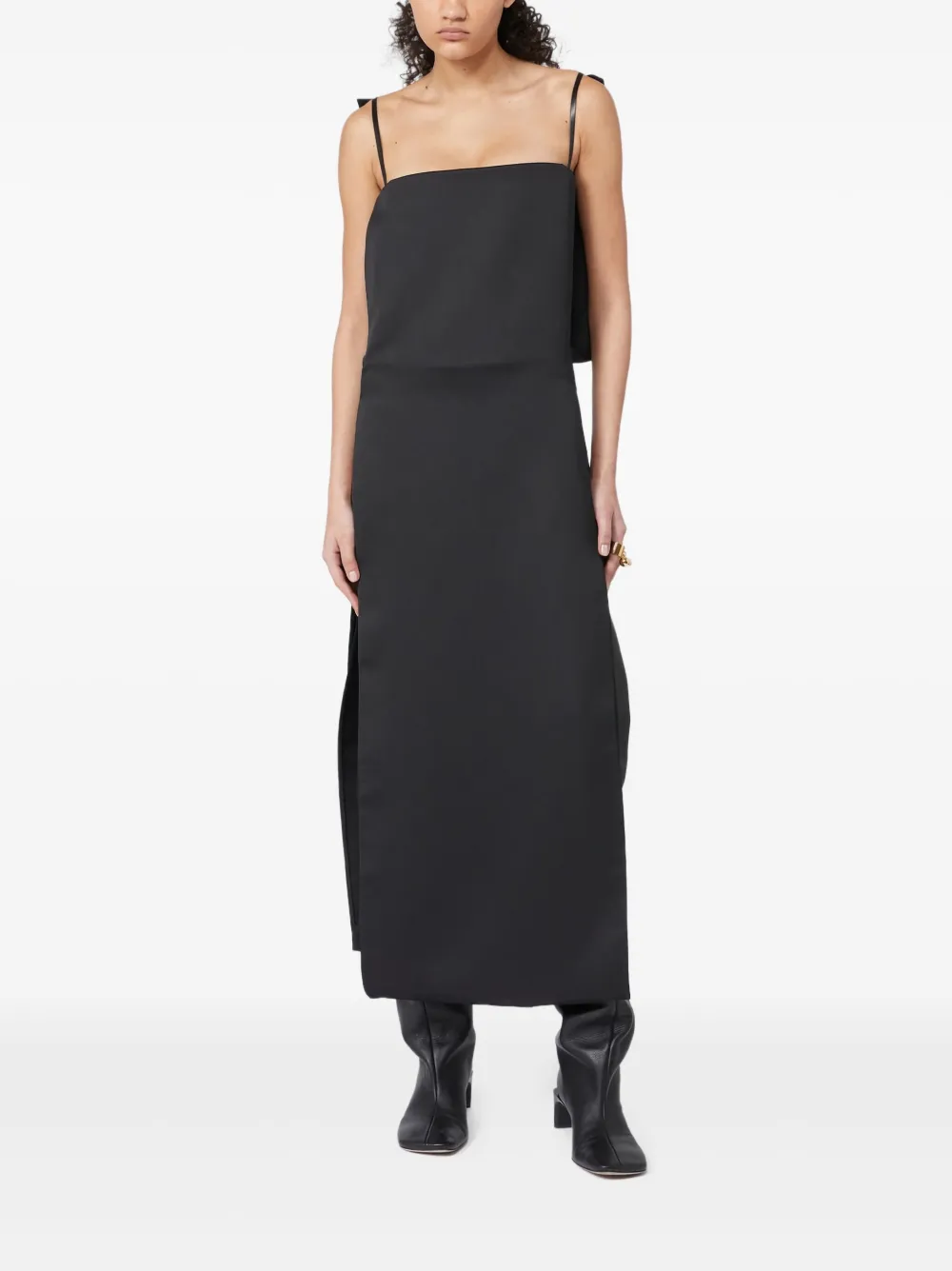 Max Mara スクエアネック マキシドレス - ブラック Max Mara スクエアネック マキシドレス - ブラック