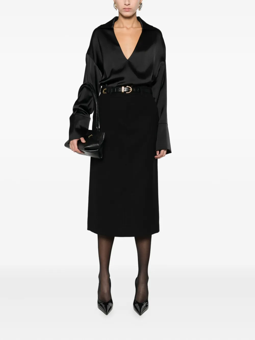 Dunst Rear-slit Pencil Skirt In Black