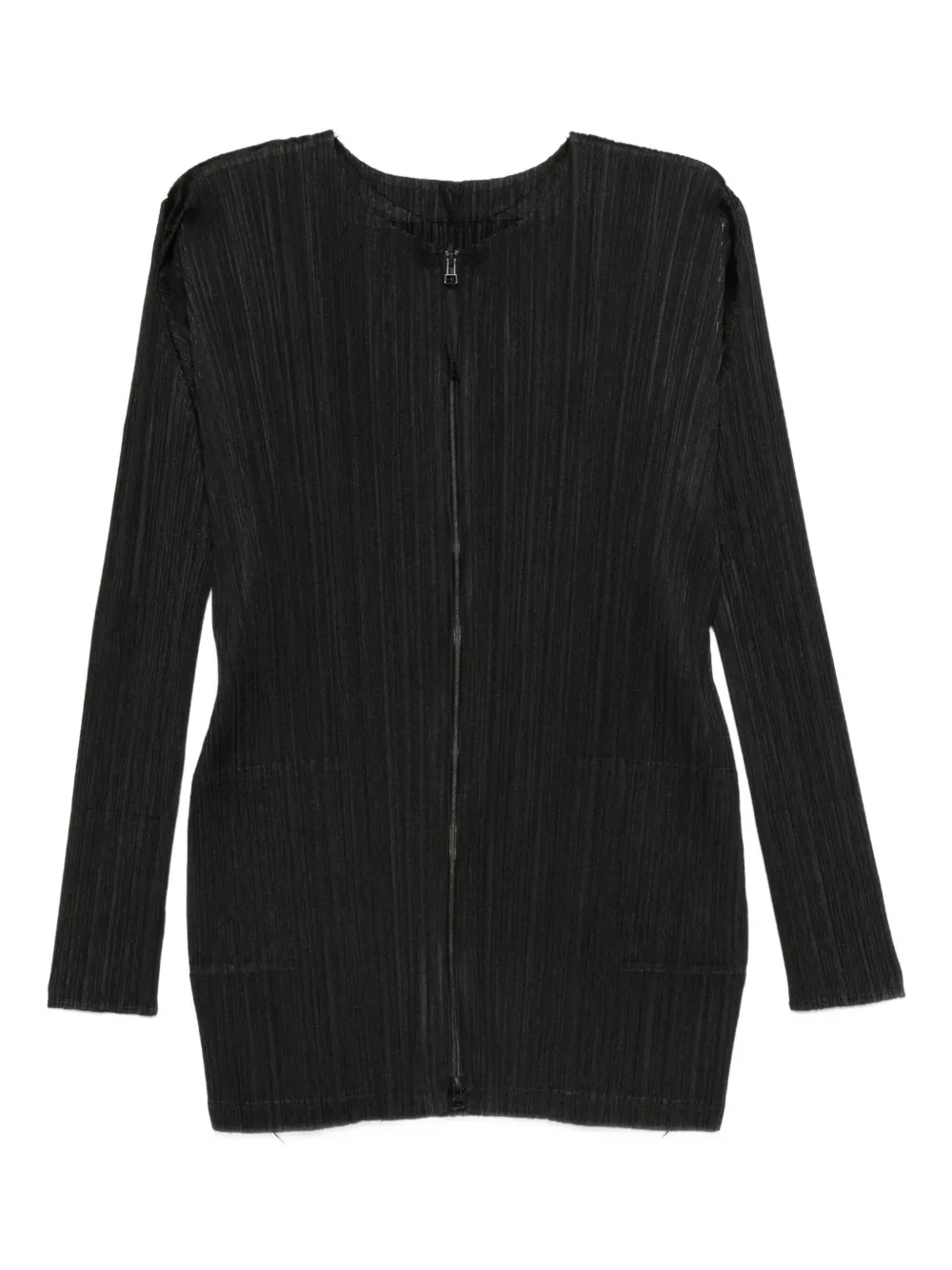 Issey Miyake Zip-up Cardigan In Black