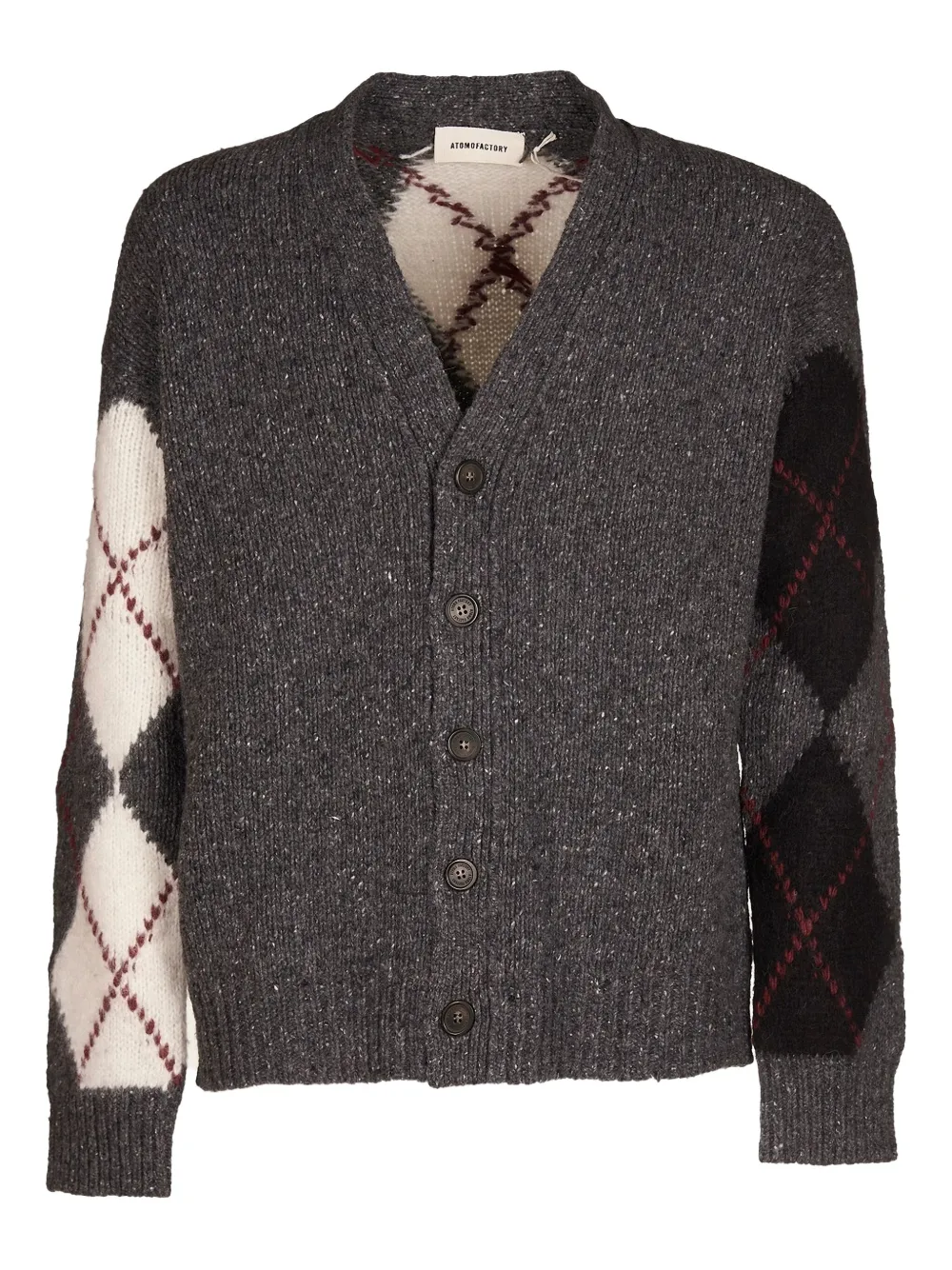 Atomo Factory Argyle-pattern Button Cardigan In Gray