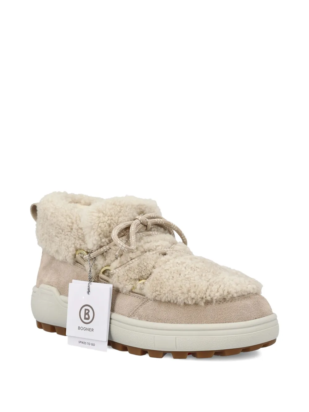 Bogner Shearling Lace-up Boots In Neutral