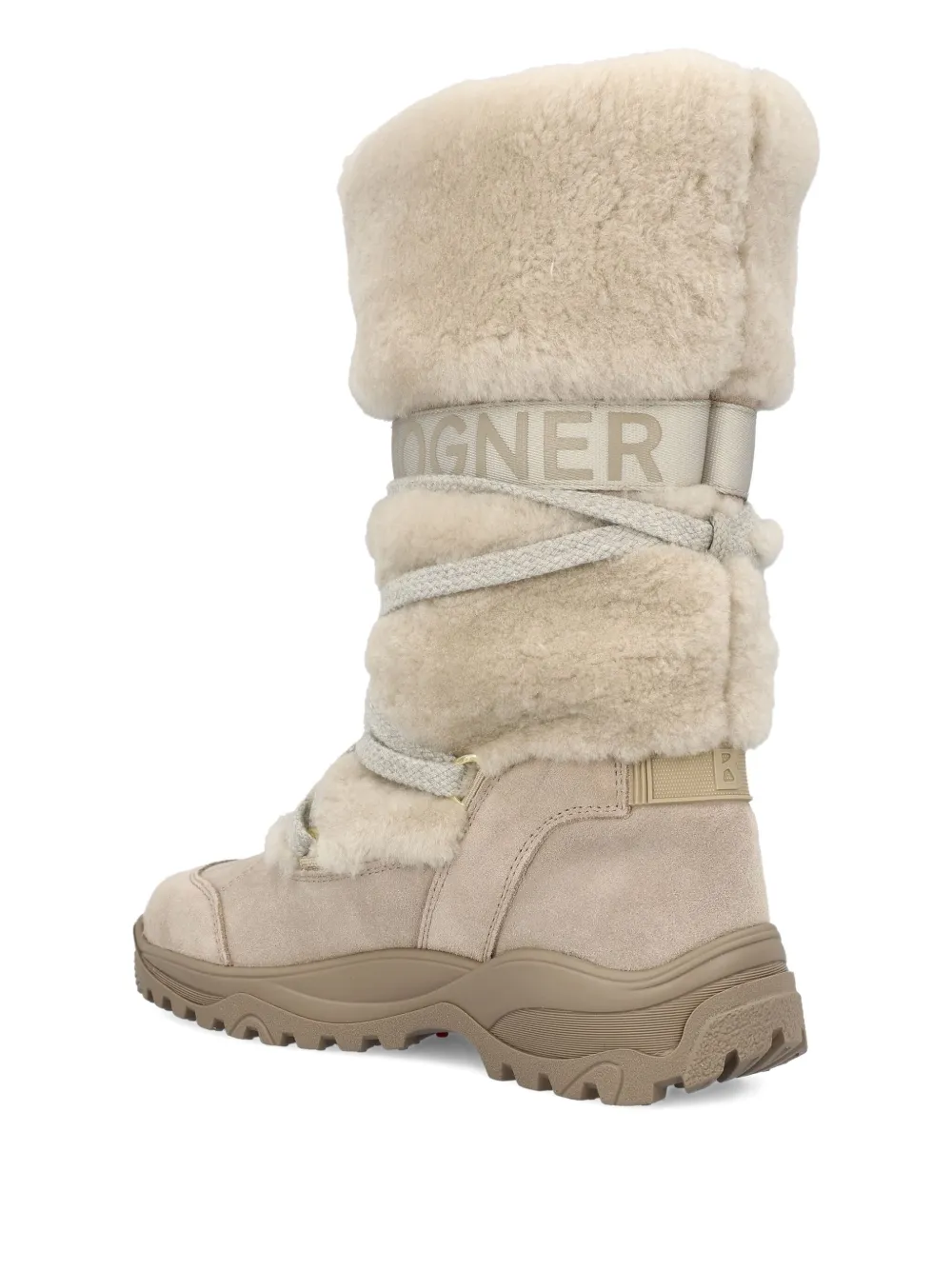 Bogner Shearling Lace-up Boots In Neutral