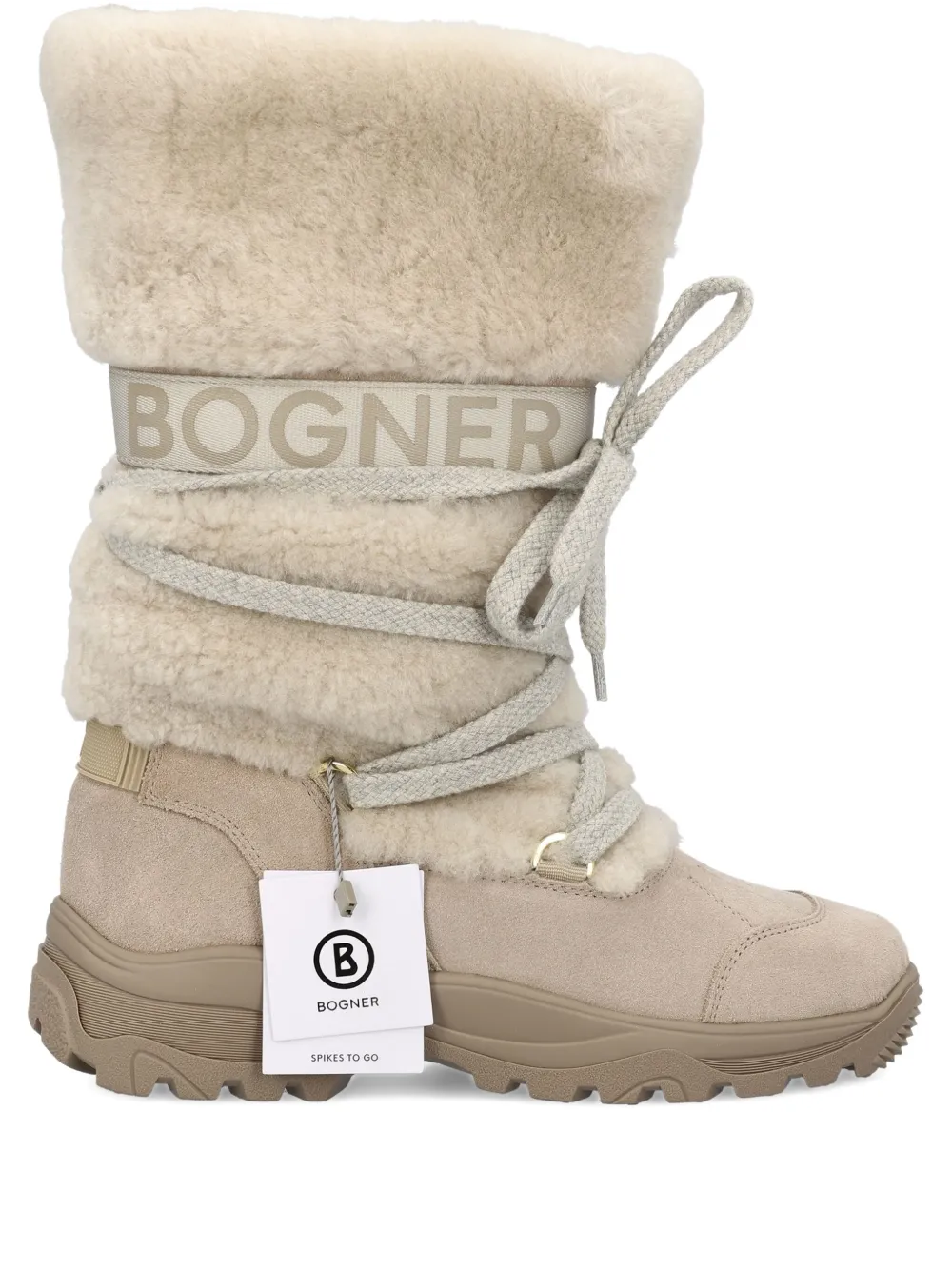 Bogner Shearling Lace-up Boots In Neutral