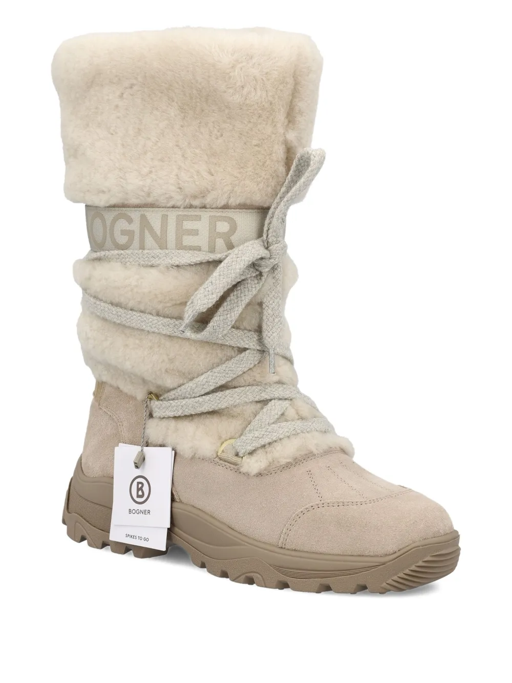 Bogner Shearling Lace-up Boots In Neutral