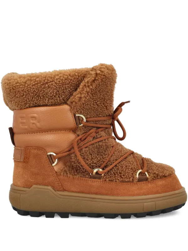 Bogner Shearling Leather Ankle Boots in Brown