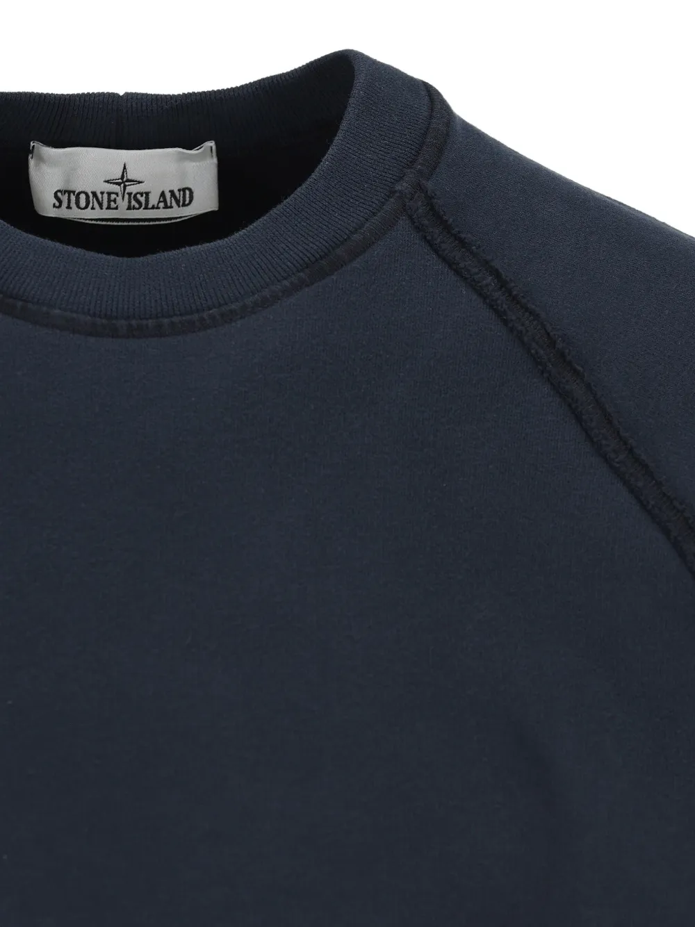 Stone Island Crew Neck Sweatshirt In Organic Brushed Cotton In Blue