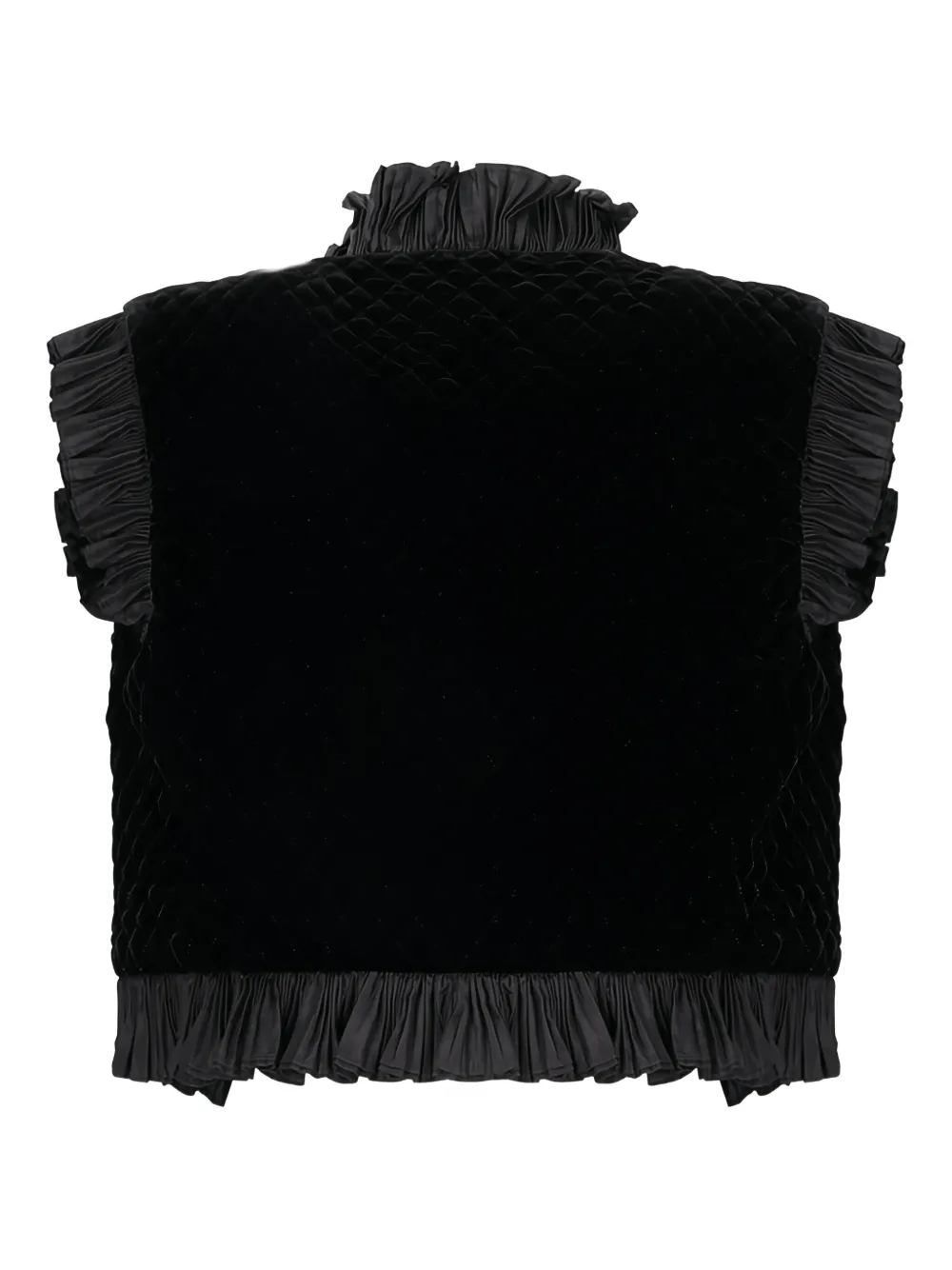Valentino Ruffled Quilted Gilet In Black
