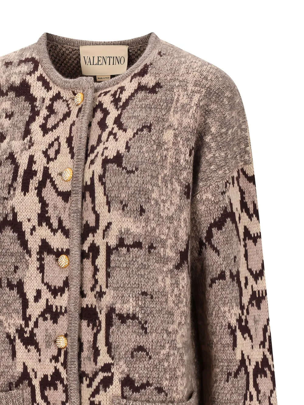 Valentino Garavani Animalier-print Buttoned Cardigan - Neutrals 