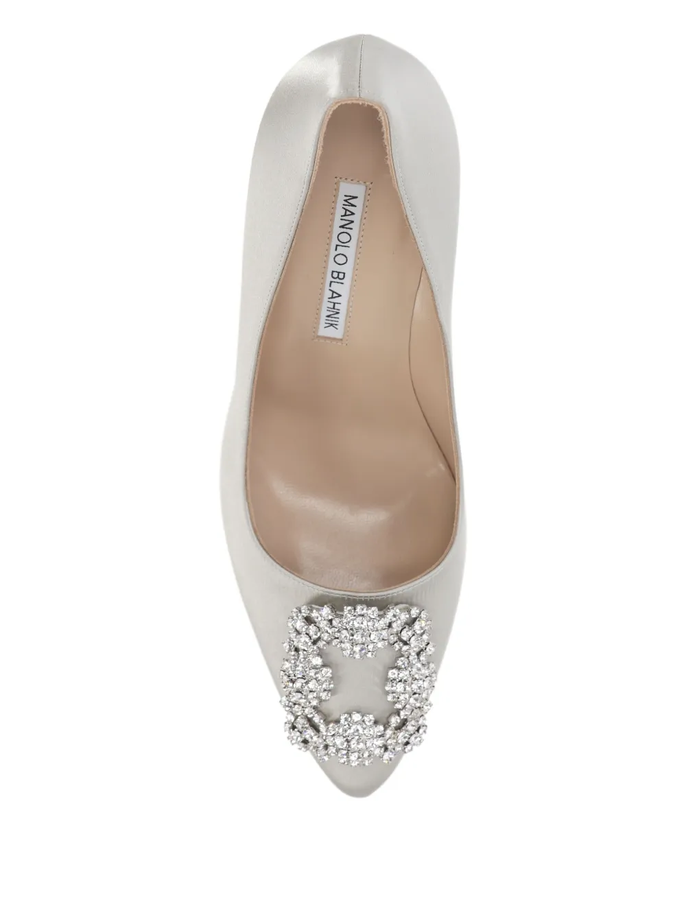 Manolo Blahnik Hangisi 105 Embellished Satin Pumps In Neutral
