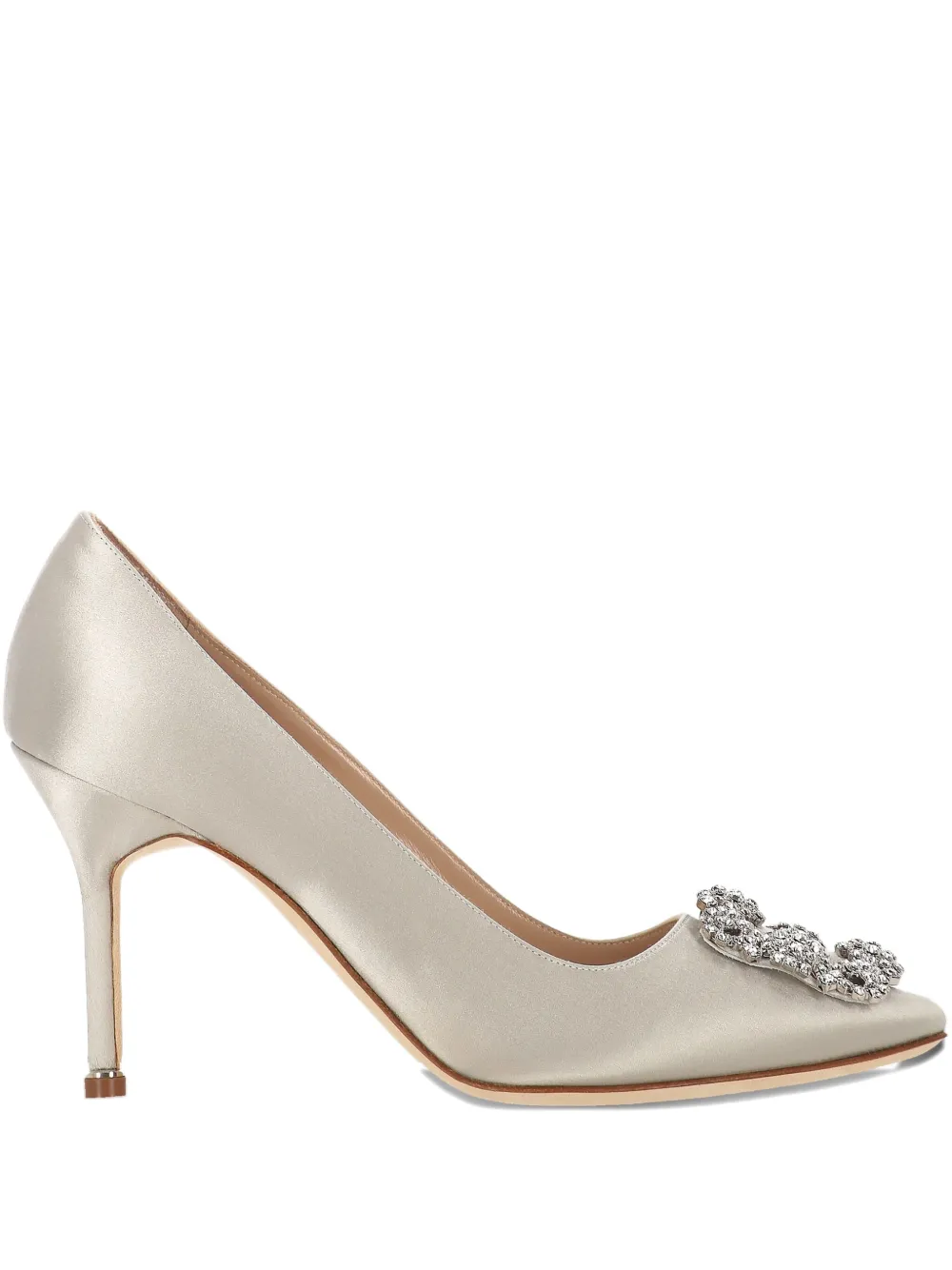 Manolo Blahnik Hangisi 105 Embellished Satin Pumps In Neutral