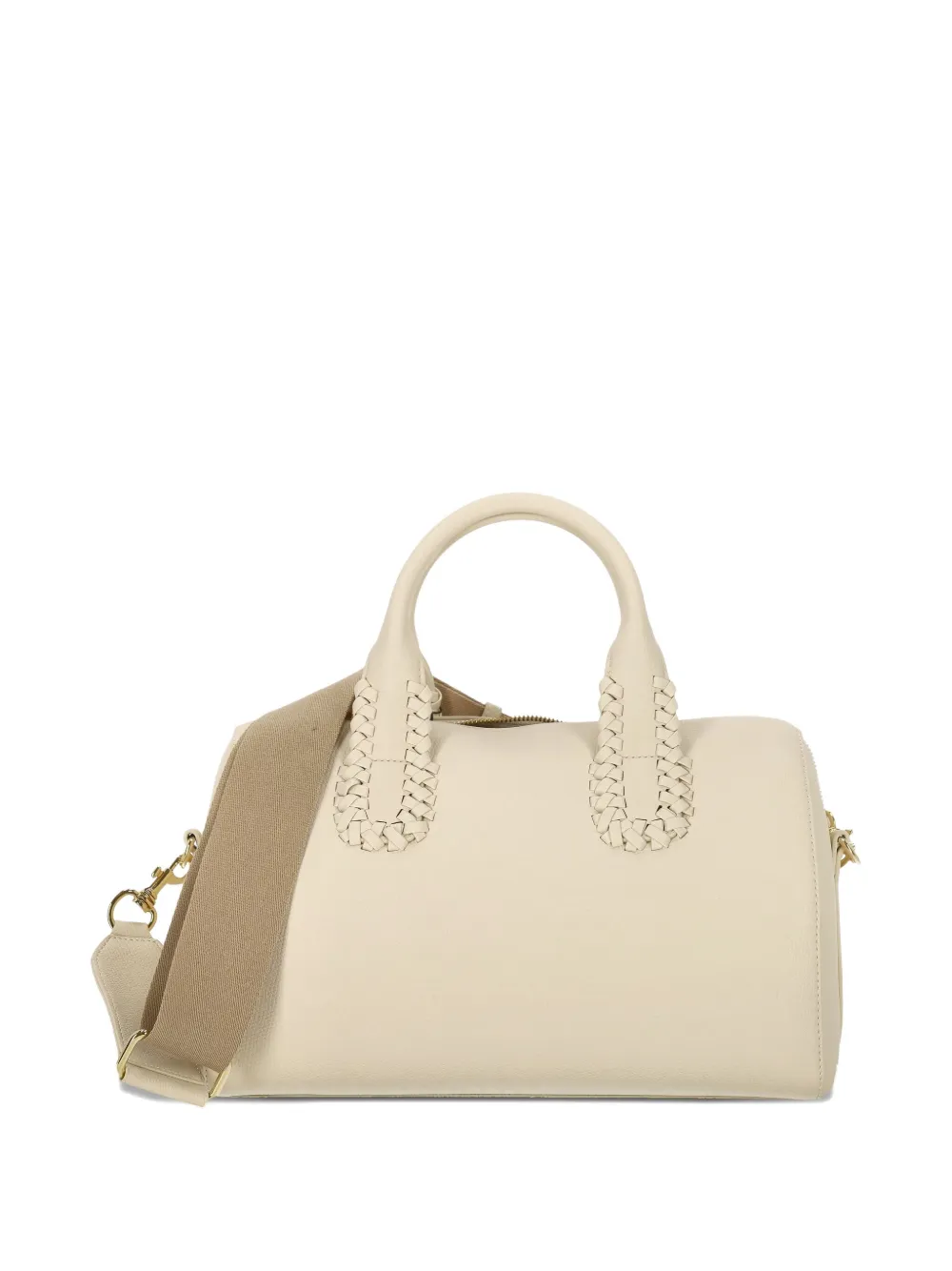 Love Moschino braided-handle logo-plaque tote bag - Beige