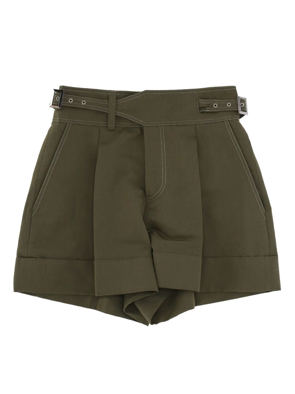 PT Torino belted pleated shorts | Green | Image 1