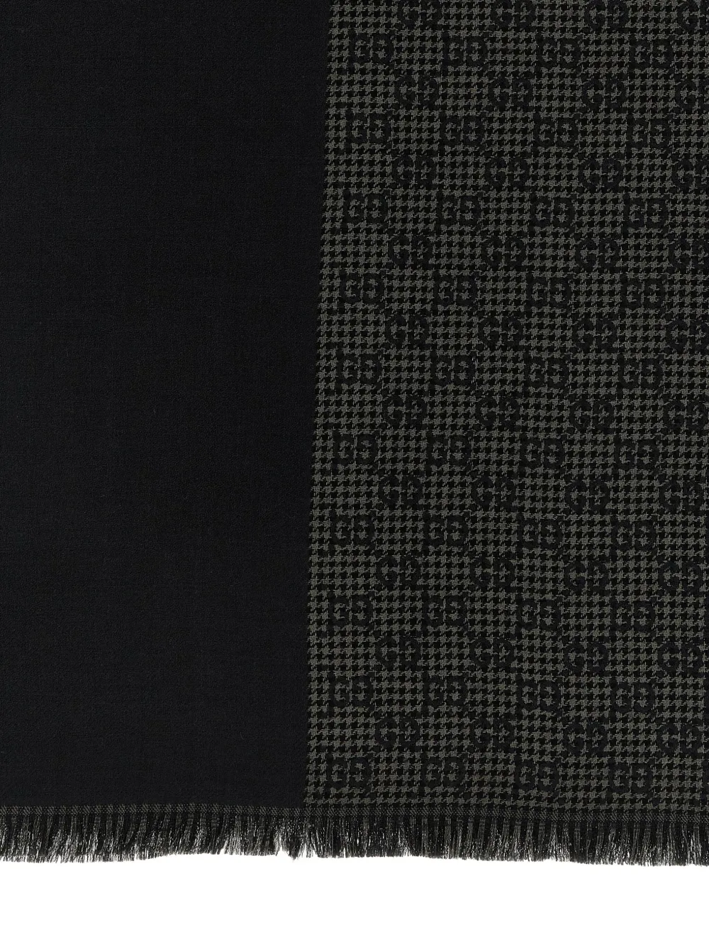  Gucci Gg Jacquard Fringed Scarf - Black 