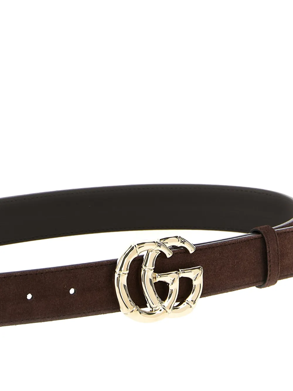 Gucci Gg Marmont Suede Belt In Brown
