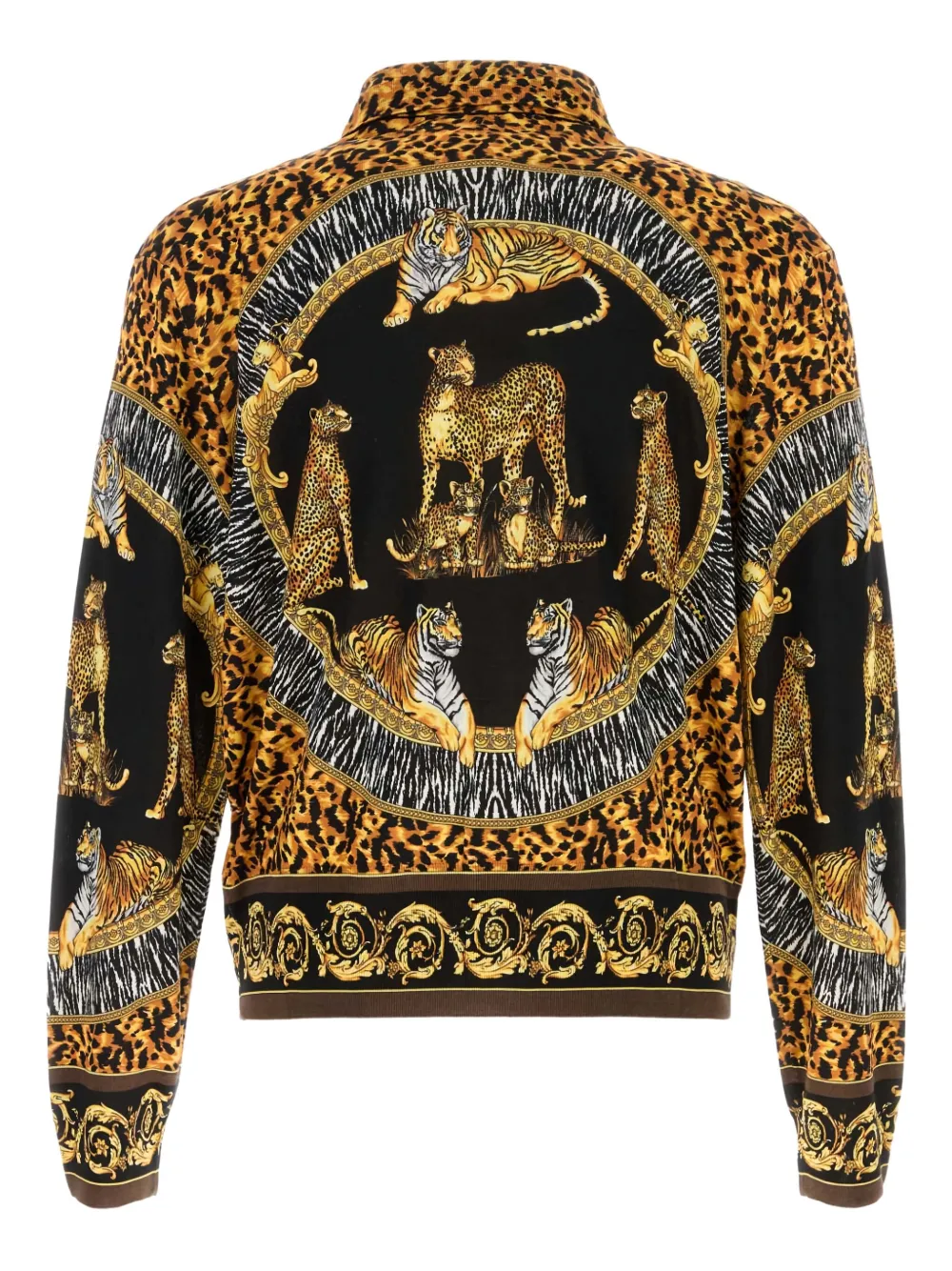 Versace wild cats printed silk knit shirt - Grijs