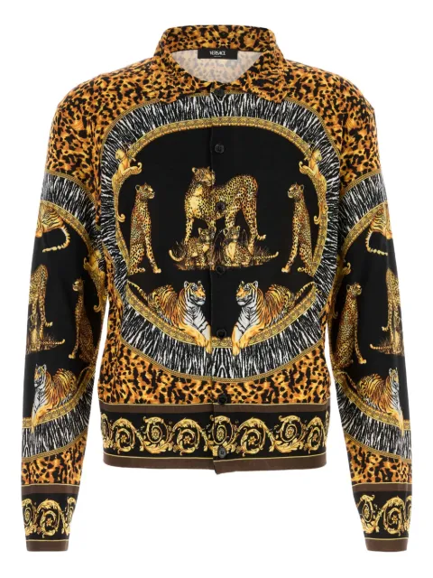 Versace camisa de seda con estampado Wild Cat