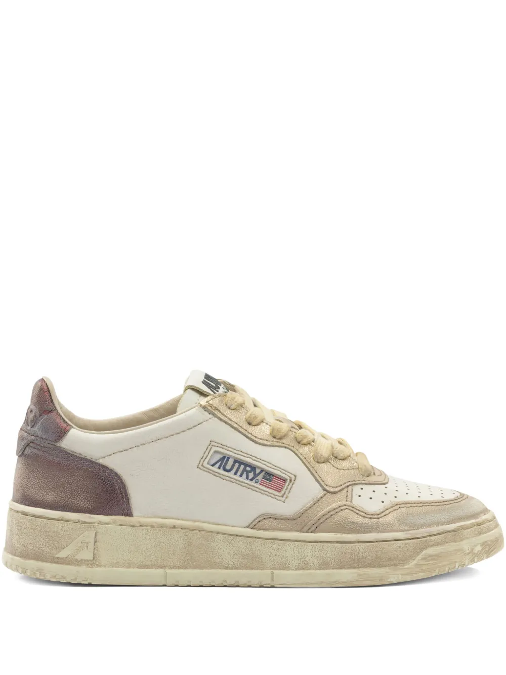 Autry White And Brown Metal Sneakers In Neutral