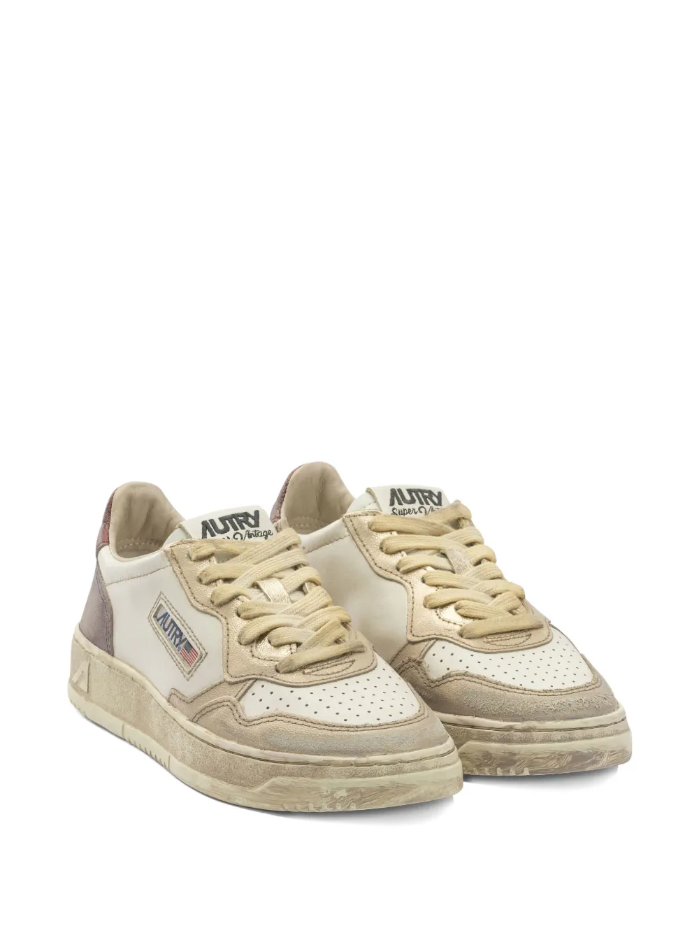 Autry White And Brown Metal Sneakers In Neutral