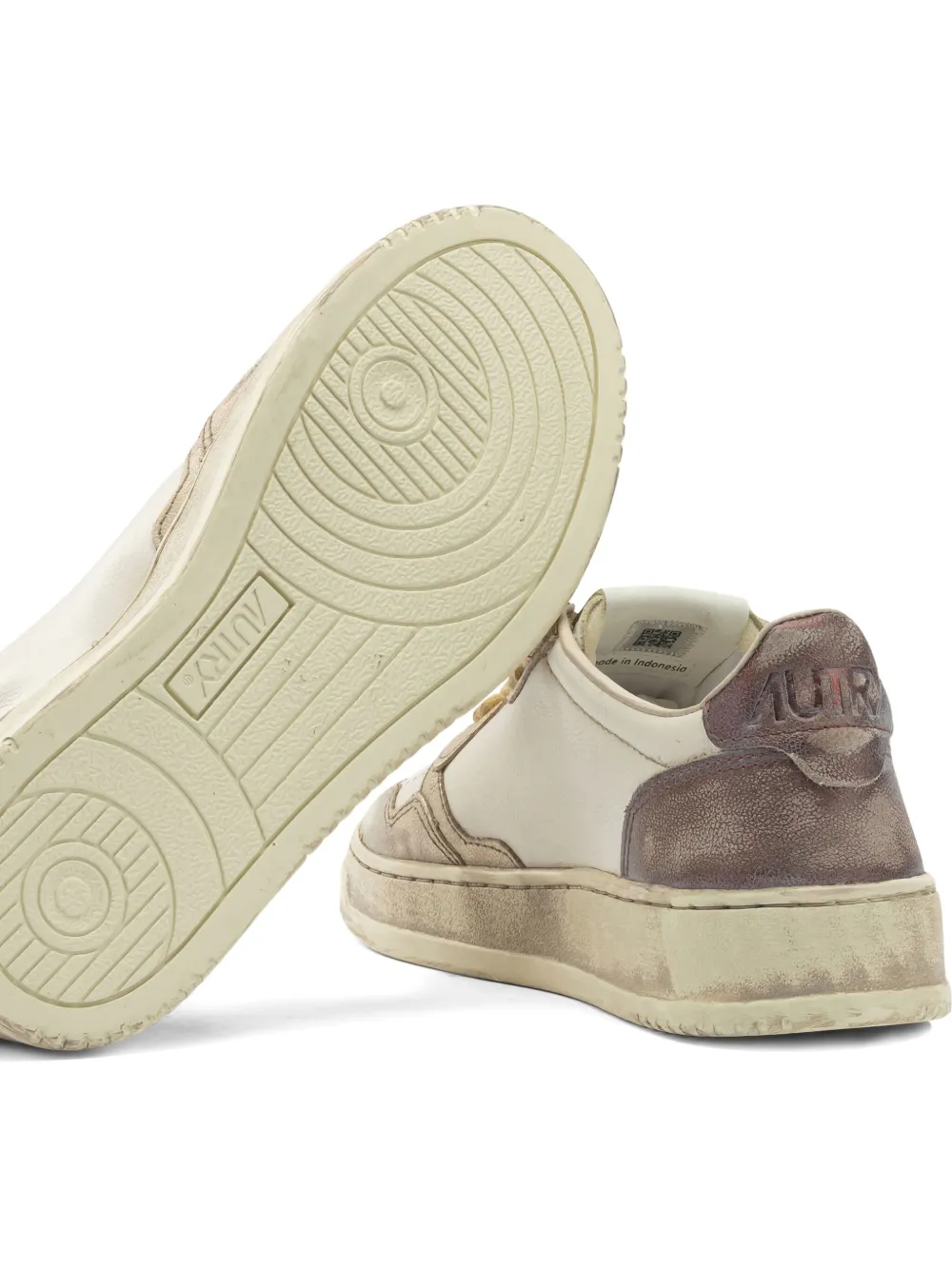 Autry White And Brown Metal Sneakers In Neutral