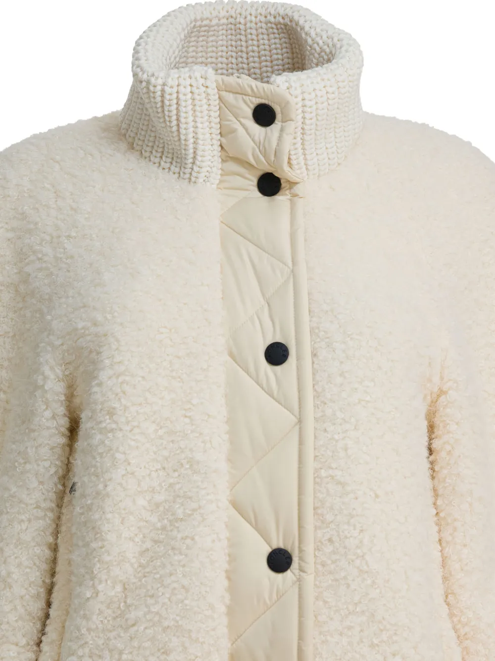Moncler Ayles Short Down Jacket In Teddy And Wool Jackets White In Neutral