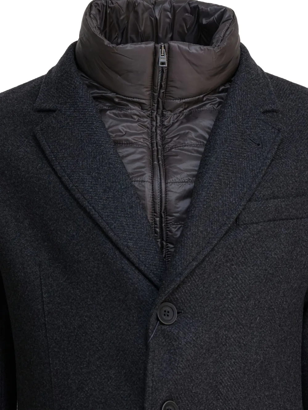 Herno Grey Herringbone Wool Coat In Gray