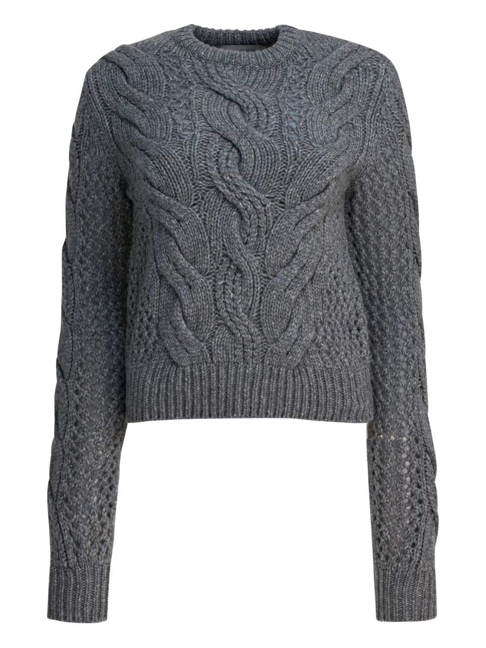 Max Mara Cable-knit Sweater In Gray