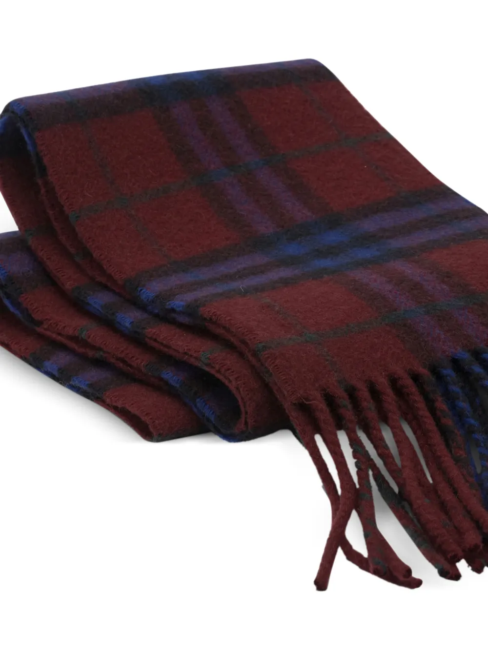 Burberry plaid fringed cashmere scarf - Rood