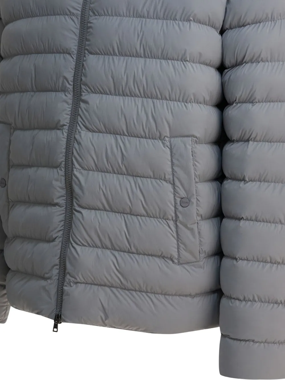 Herno Grey Hooded Rain Coat In Blue