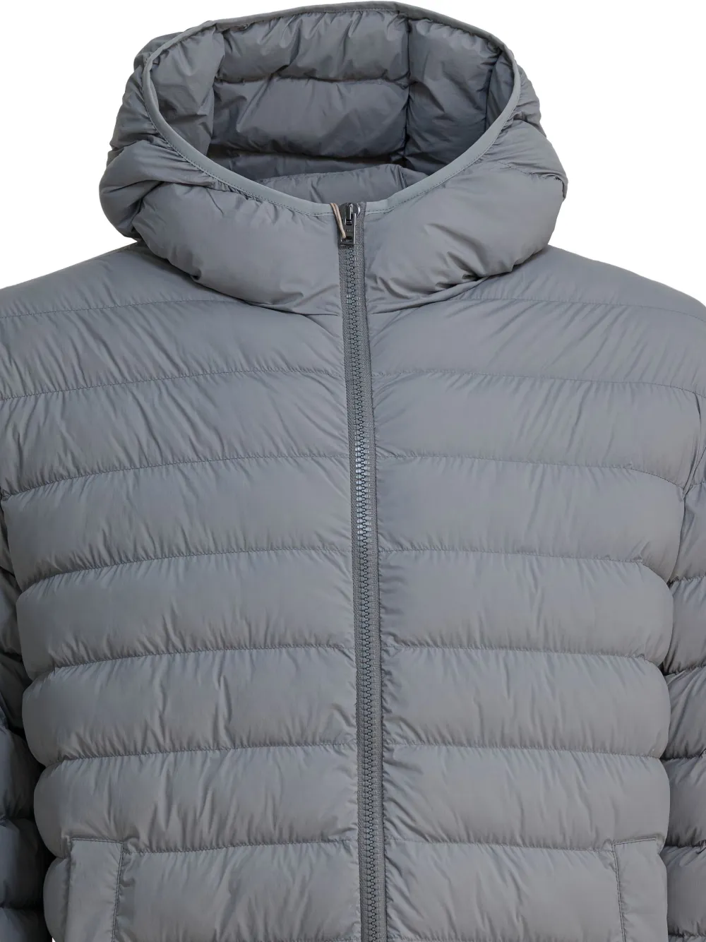 Herno Grey Hooded Rain Coat In Blue
