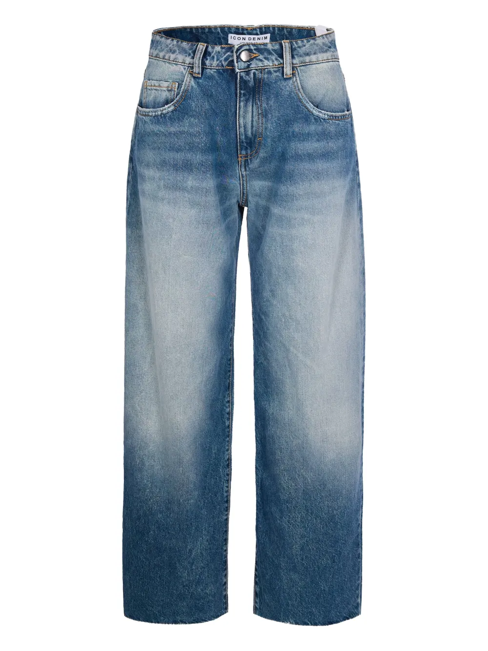 Icon Denim Bea Blue Jeans With Wide Leg And Logo Patch On The Rear In Denim Woman In Multi