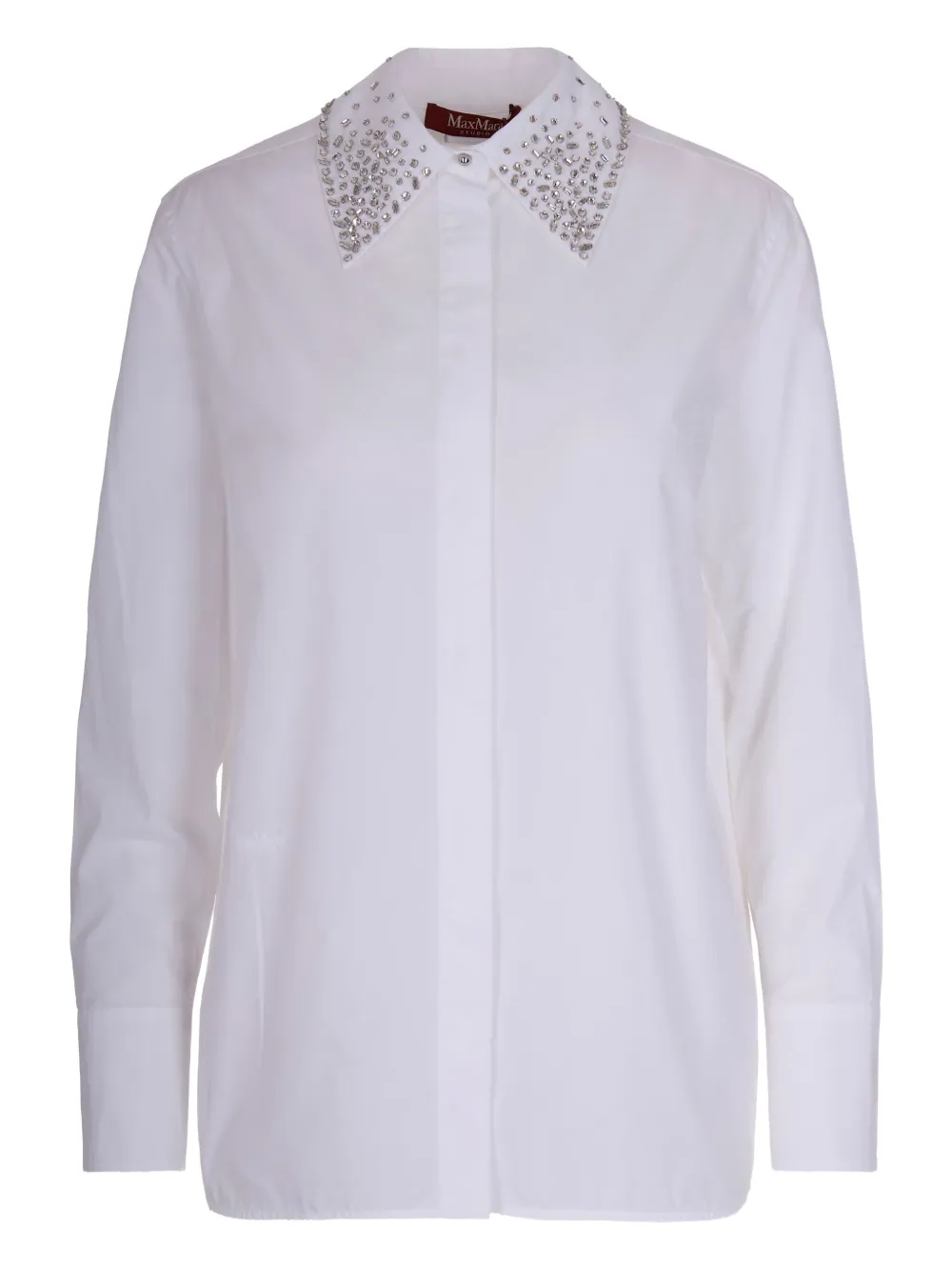 Max Mara camisa de algodón con detalles en el cuello | blanco | Image 1