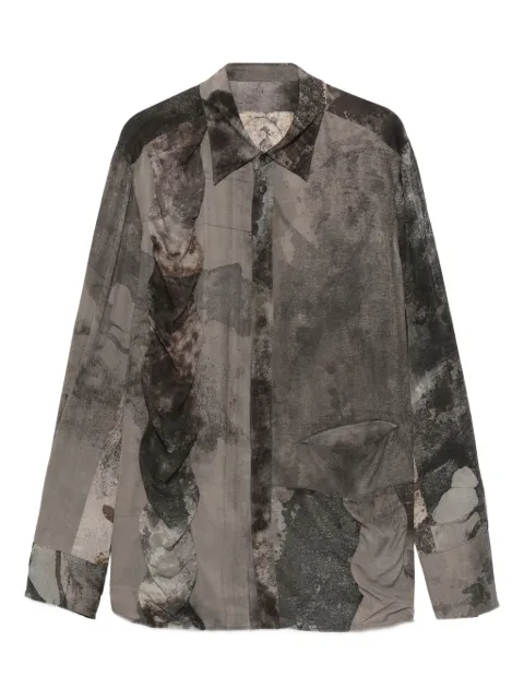 Ziggy Chen camisa con estampado abstracto y volantes