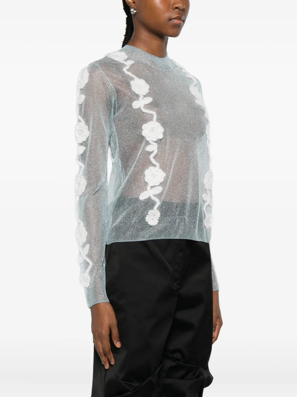 GANNI Shirt met ruches Blauw