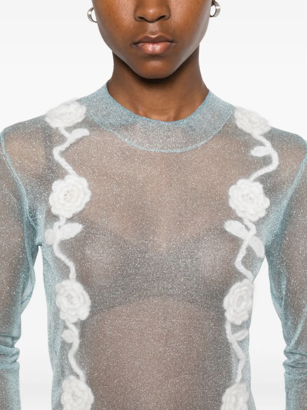 GANNI Shirt met ruches Blauw