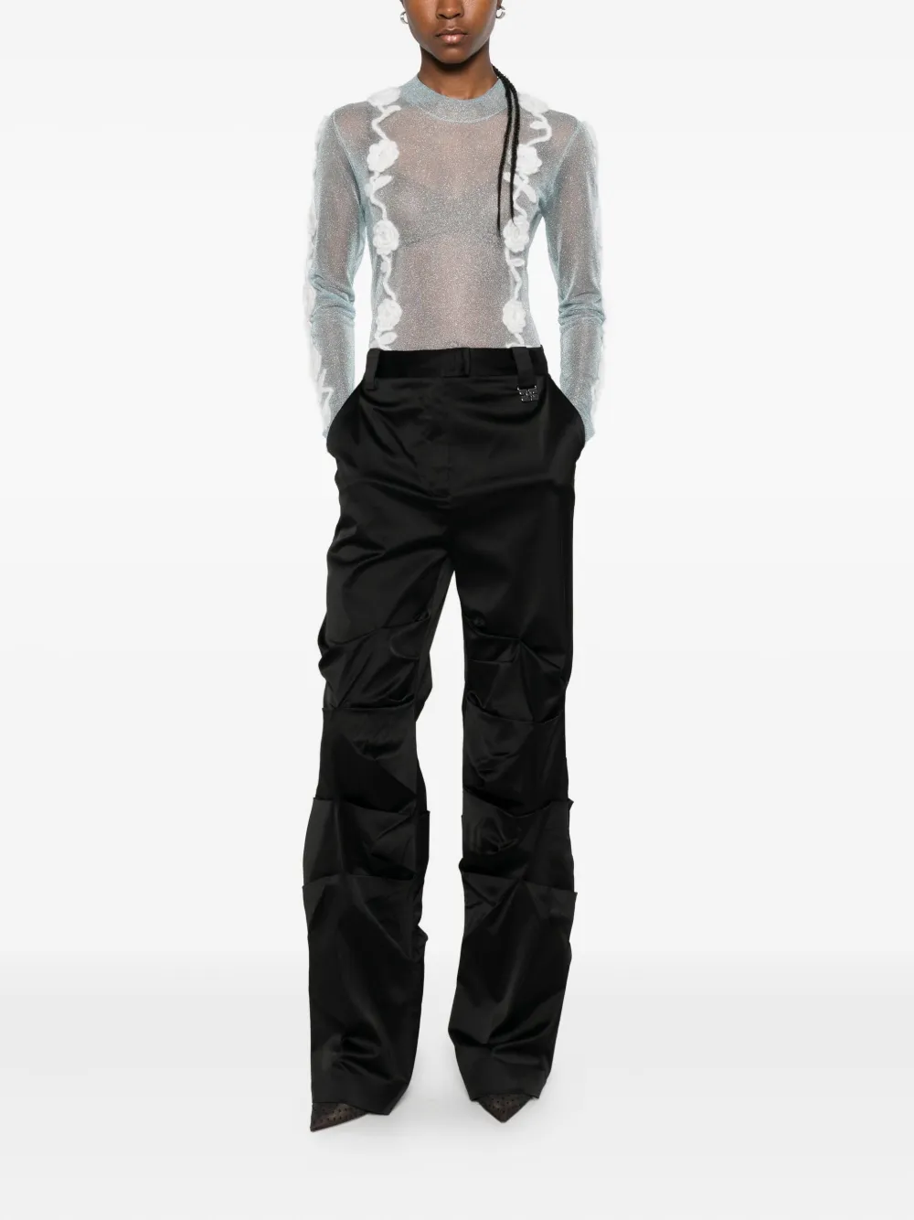 GANNI Shirt met ruches - Blauw
