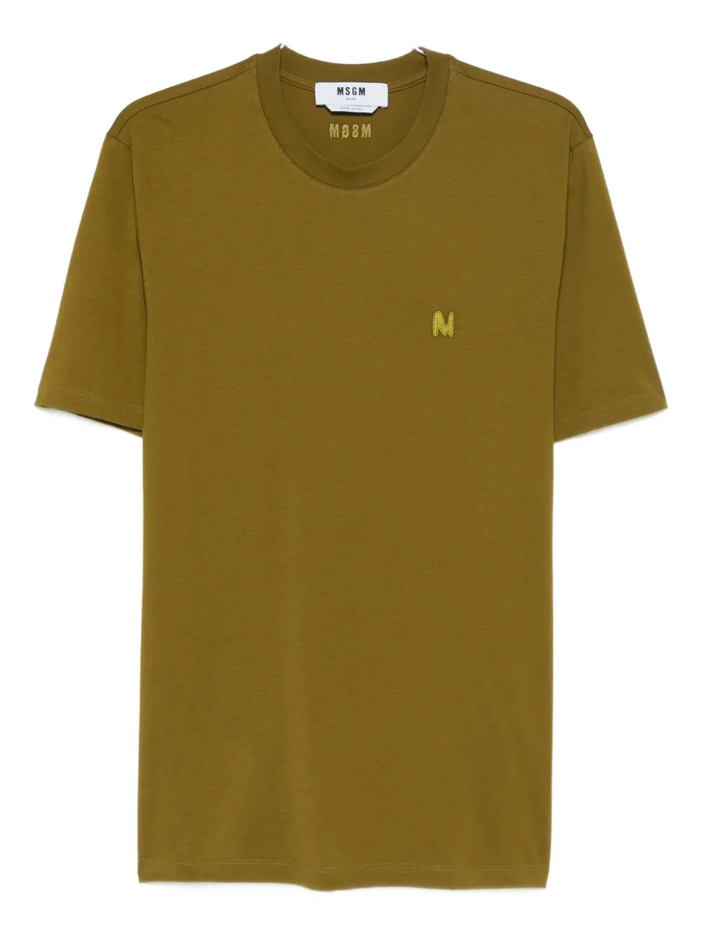 Msgm Embroidered-logo T-shirt In Green