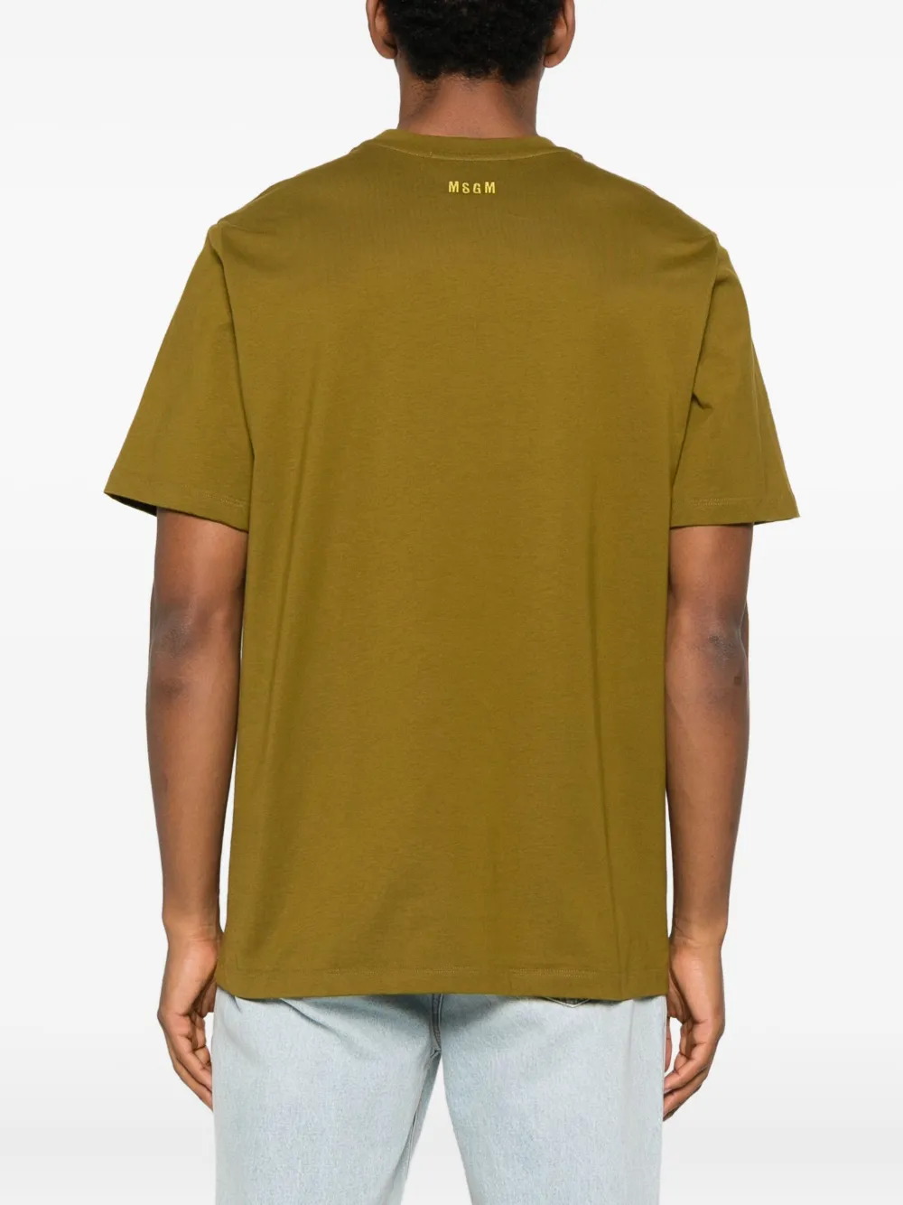 Msgm Embroidered-logo T-shirt In Green