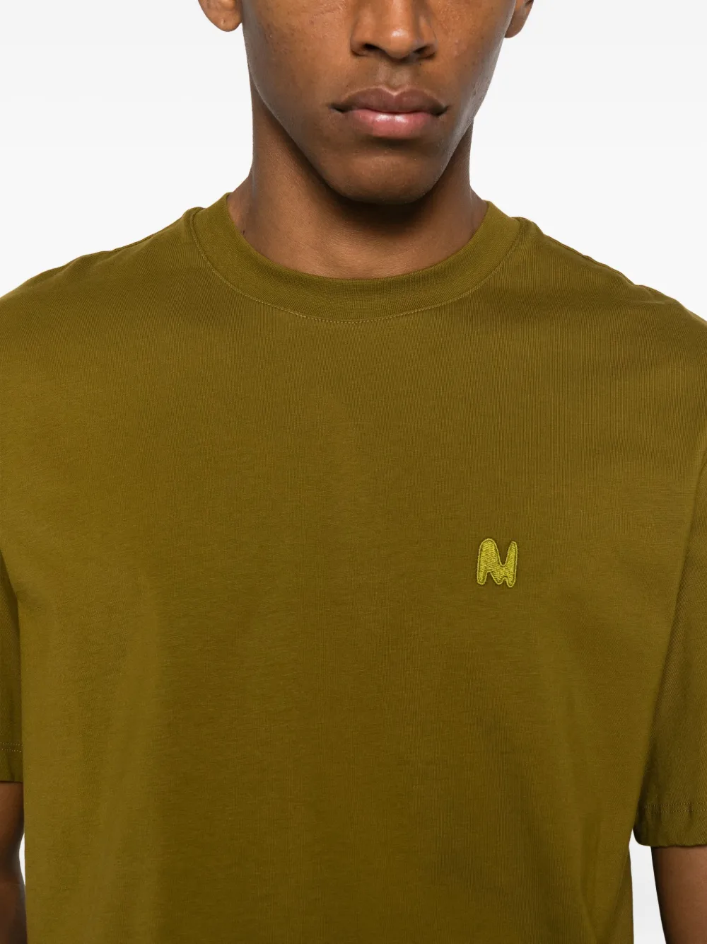 Msgm Embroidered-logo T-shirt In Green