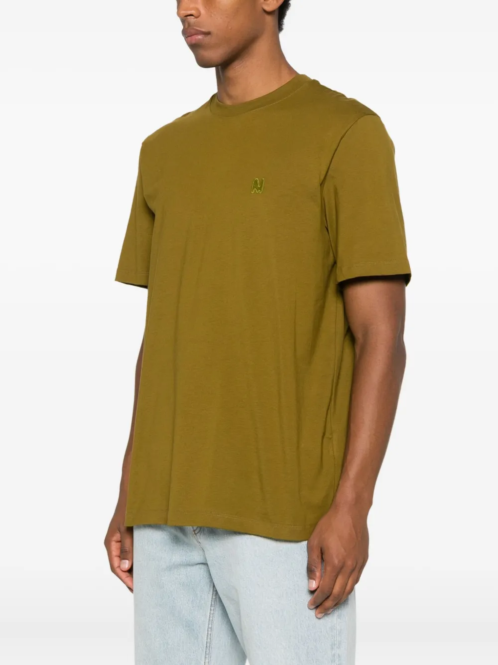 Msgm Embroidered-logo T-shirt In Green