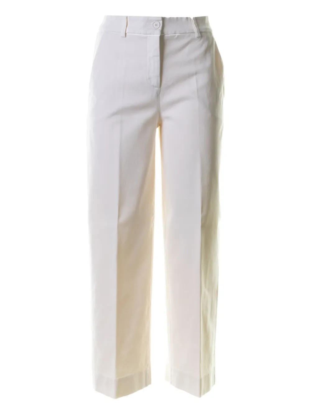 Via Masini 80 Pressed-crease Trousers In White