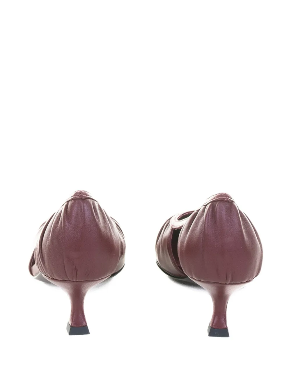 Bibi Lou Cut-out Gathered Sandals In Burgundy