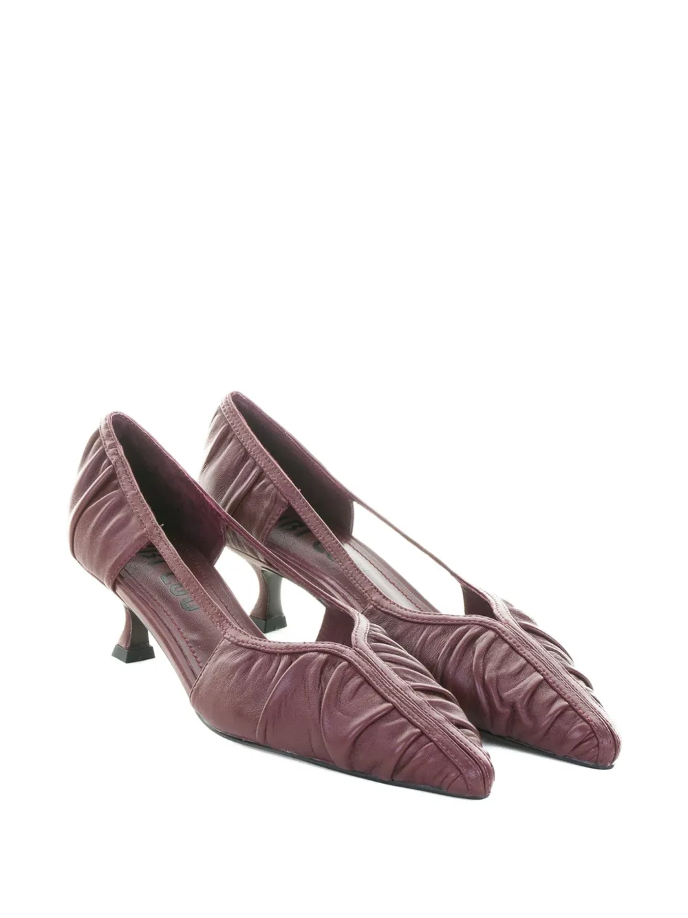 Bibi Lou Cut-out Gathered Sandals In Burgundy