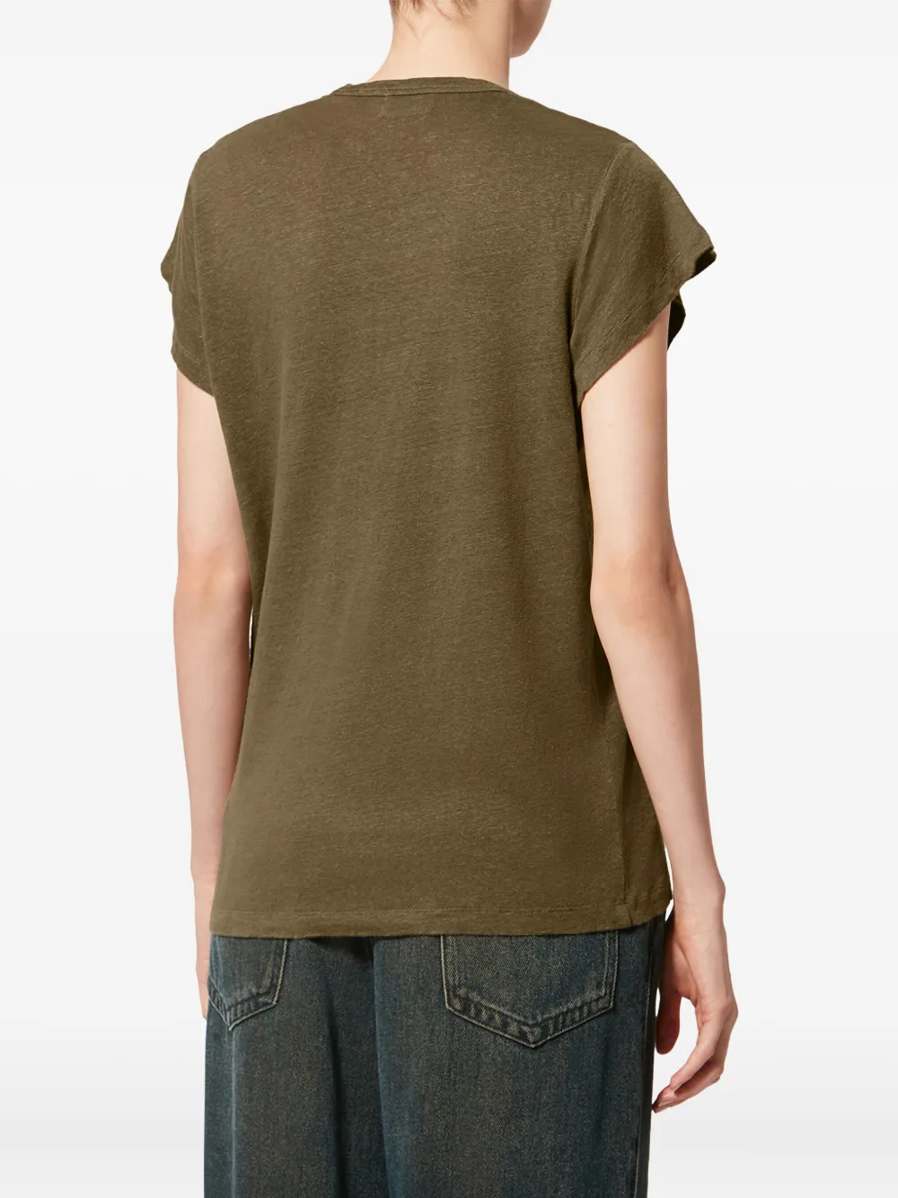 Isabel Marant Étoile Zankou V-neck Short-sleeve T-shirt In Brown
