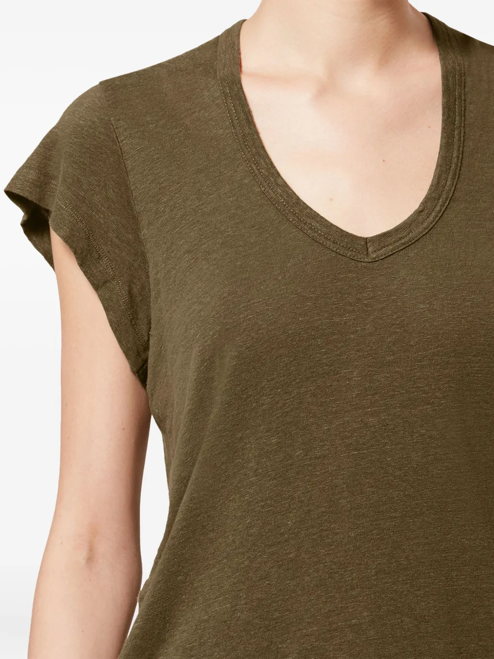 Isabel Marant Étoile Zankou V-neck Short-sleeve T-shirt In Brown