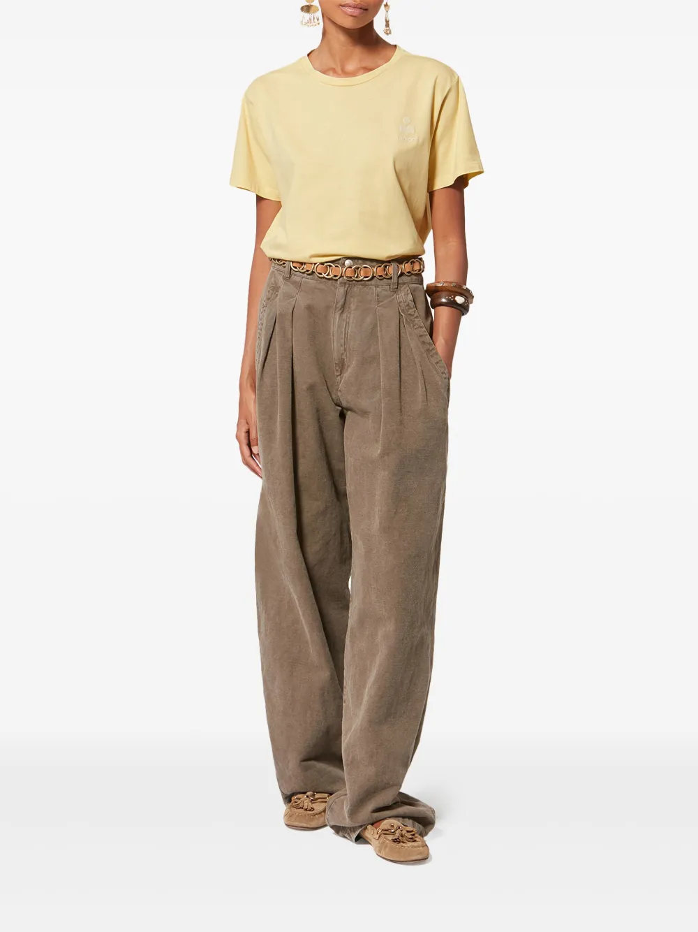 Isabel Marant Étoile Aby Crew-neck T-shirt In Yellow