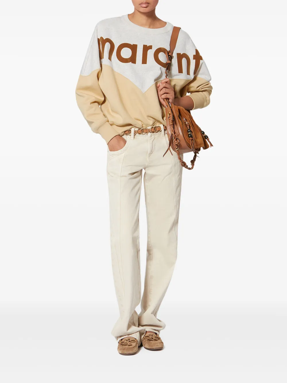 Isabel Marant Étoile Houston Colourblock Sweatshirt In Brown
