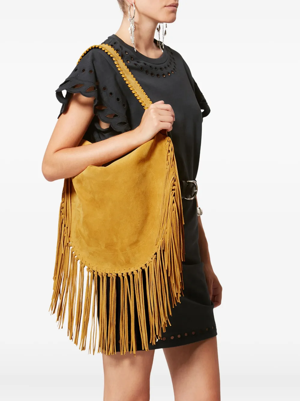 ISABEL MARANT Oskan schoudertas met franje - Geel