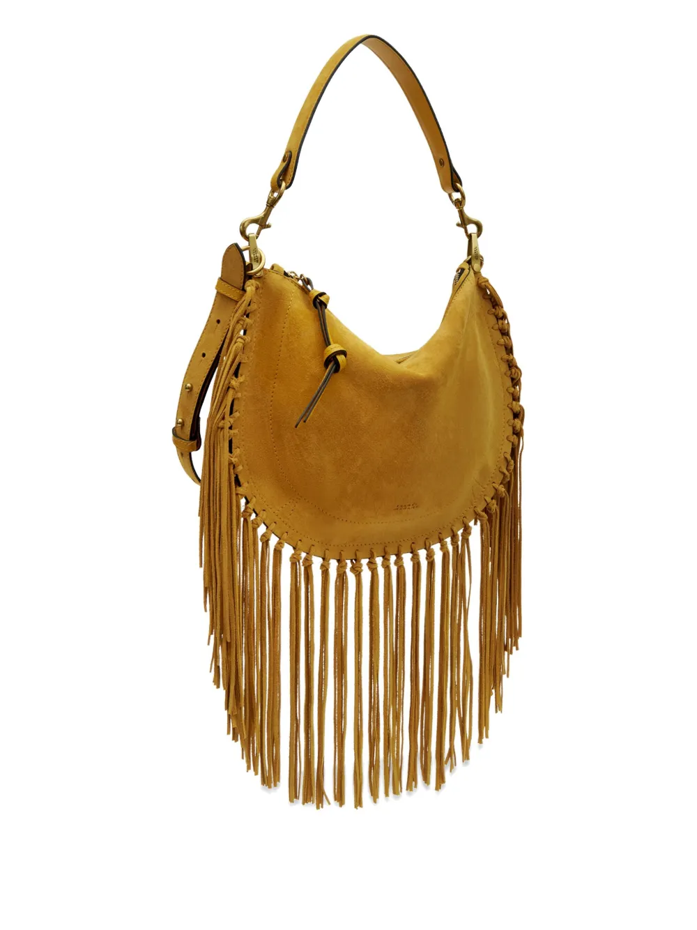 Isabel Marant Oskan Fringed Zip Soft Shoulder Strap In Brown