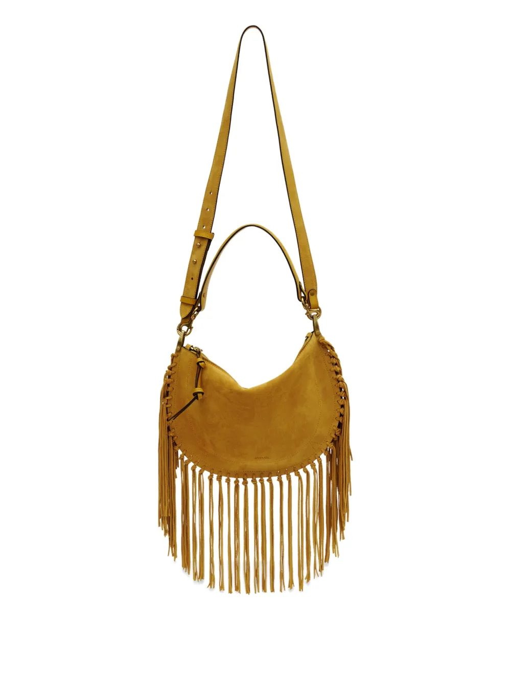 Isabel Marant Oskan Fringed Zip Soft Shoulder Strap In Brown