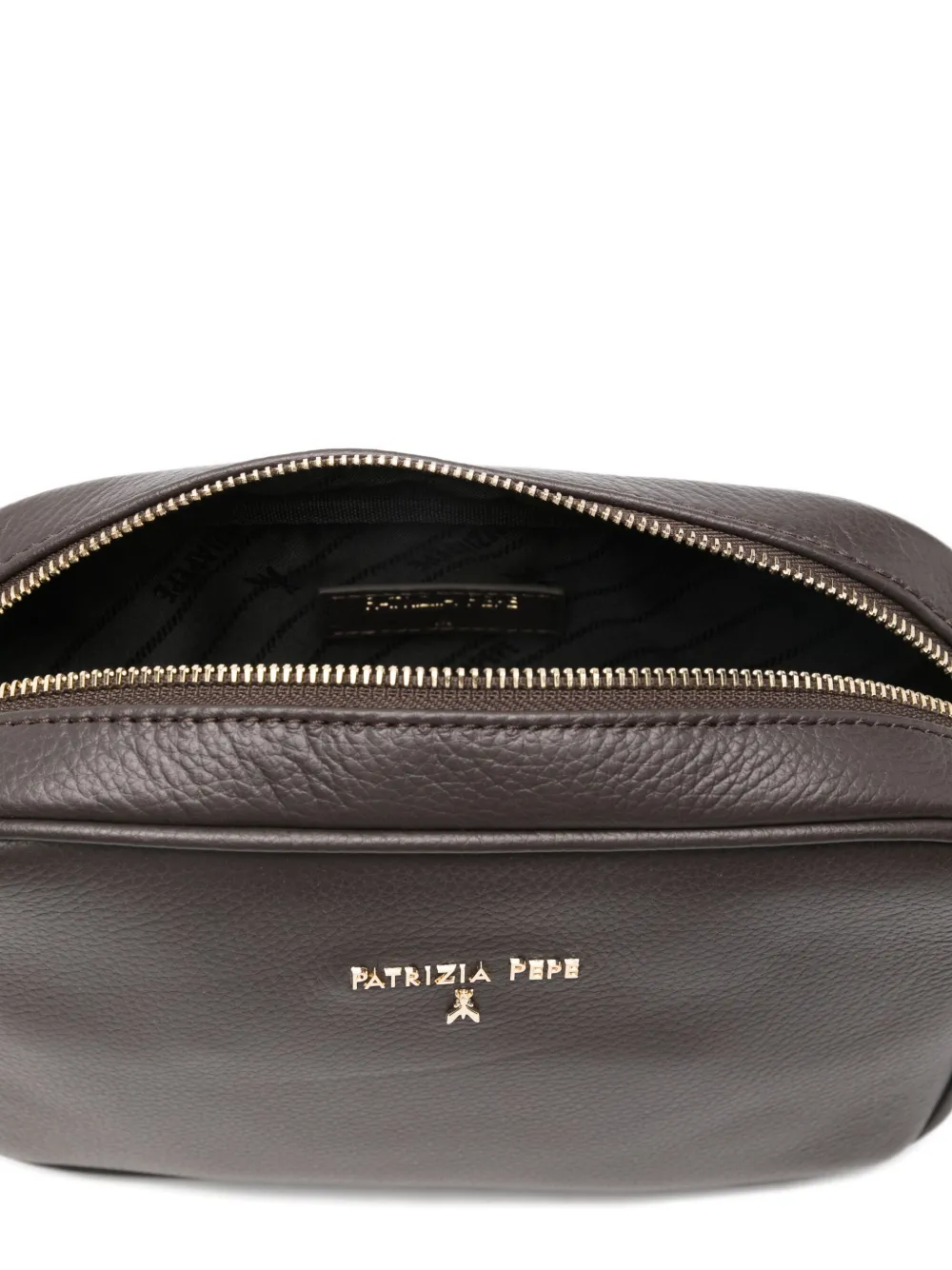 Patrizia Pepe Zipped Leather Cross Body Bag In Black